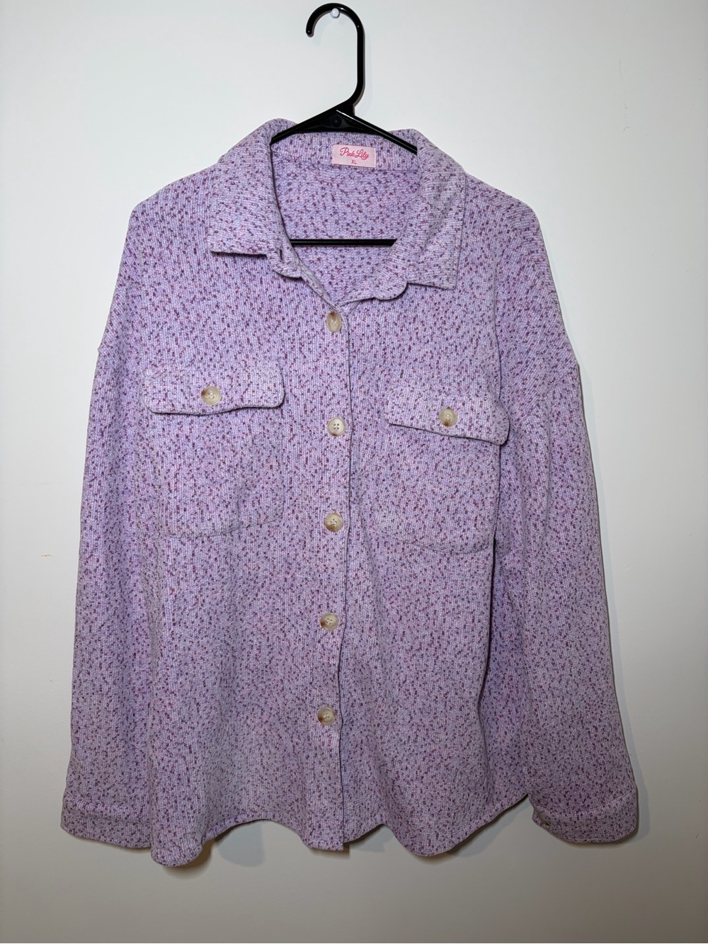 Pink Lily Lavender Floral Button-Up Shacket